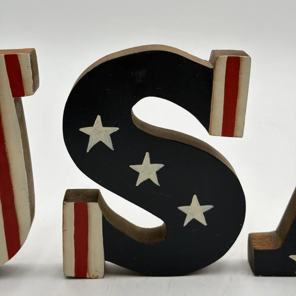 USA 4th of July Primitive Patriotic Americana Shelf Sitter 250th Hand Painted